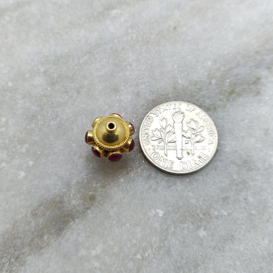 18KTT Gold Ruby Round Spacer Beads - view 3