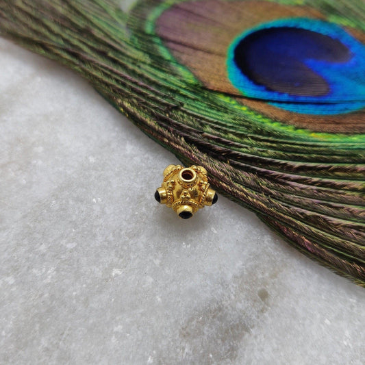 18KTT Solid Yellow Emerald Round Spacer Ball Beads 8mm