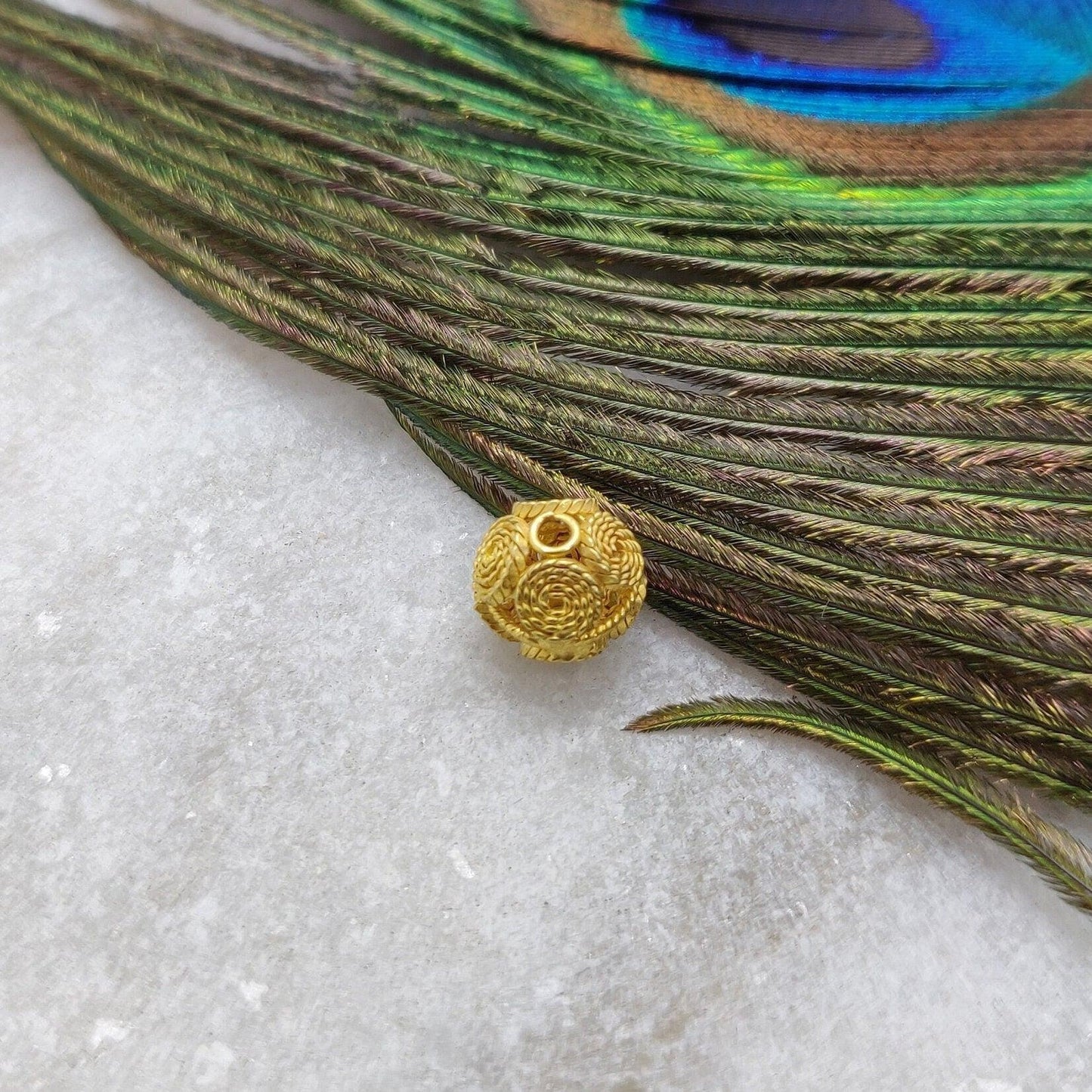 18 Carat Solid Yellow Gold Fancy Gold Spacer Bead Components 7x8mm