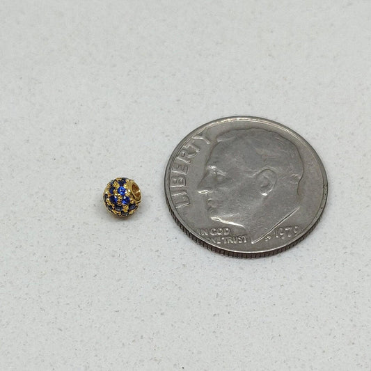 14K Solid Gold Spacer Ball Beads Finding Blue Sapphire 4mm - view 3