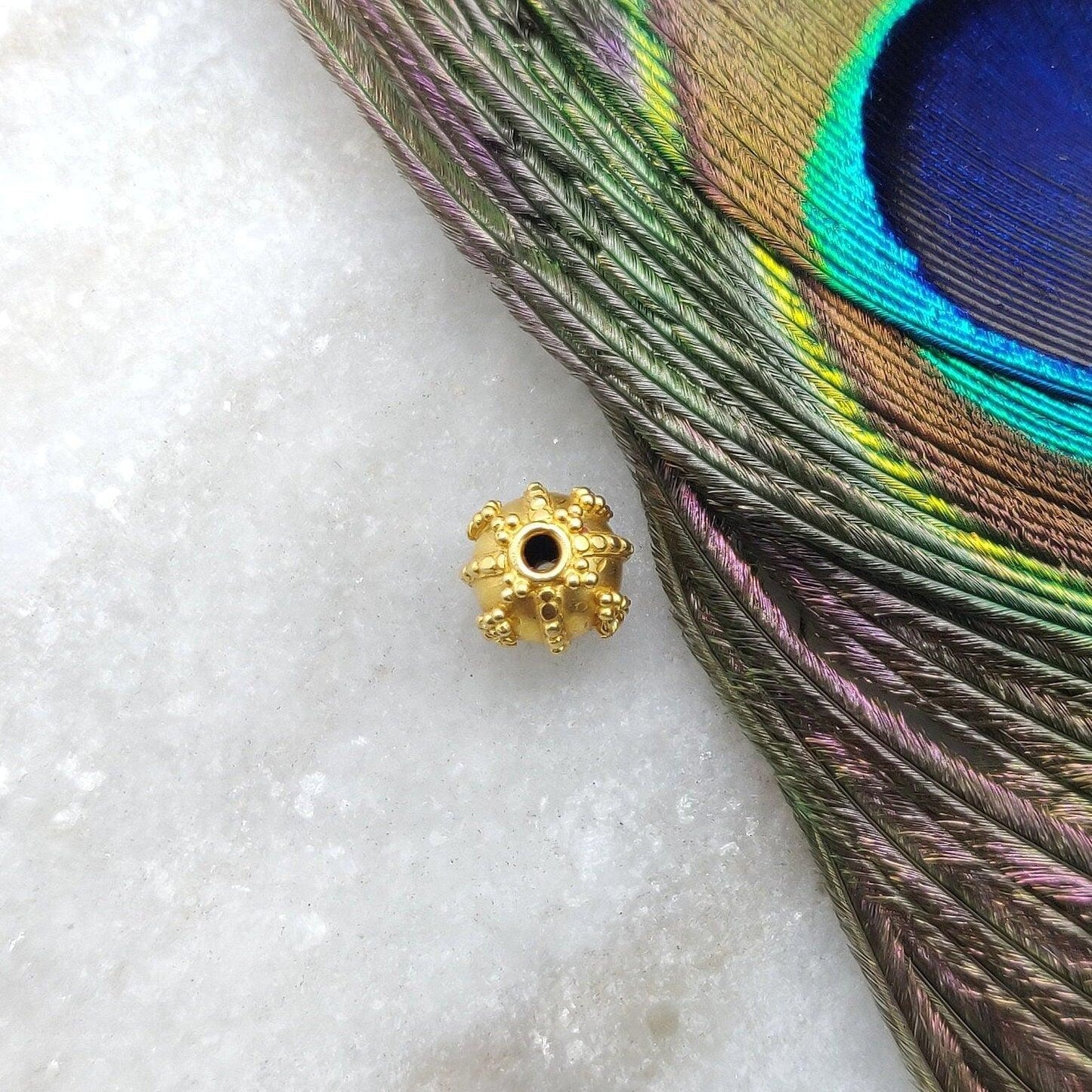 18 Carat Solid Yellow Gold Ball Gold Spacer Bead Components 7.5mm Handcrafted Craft