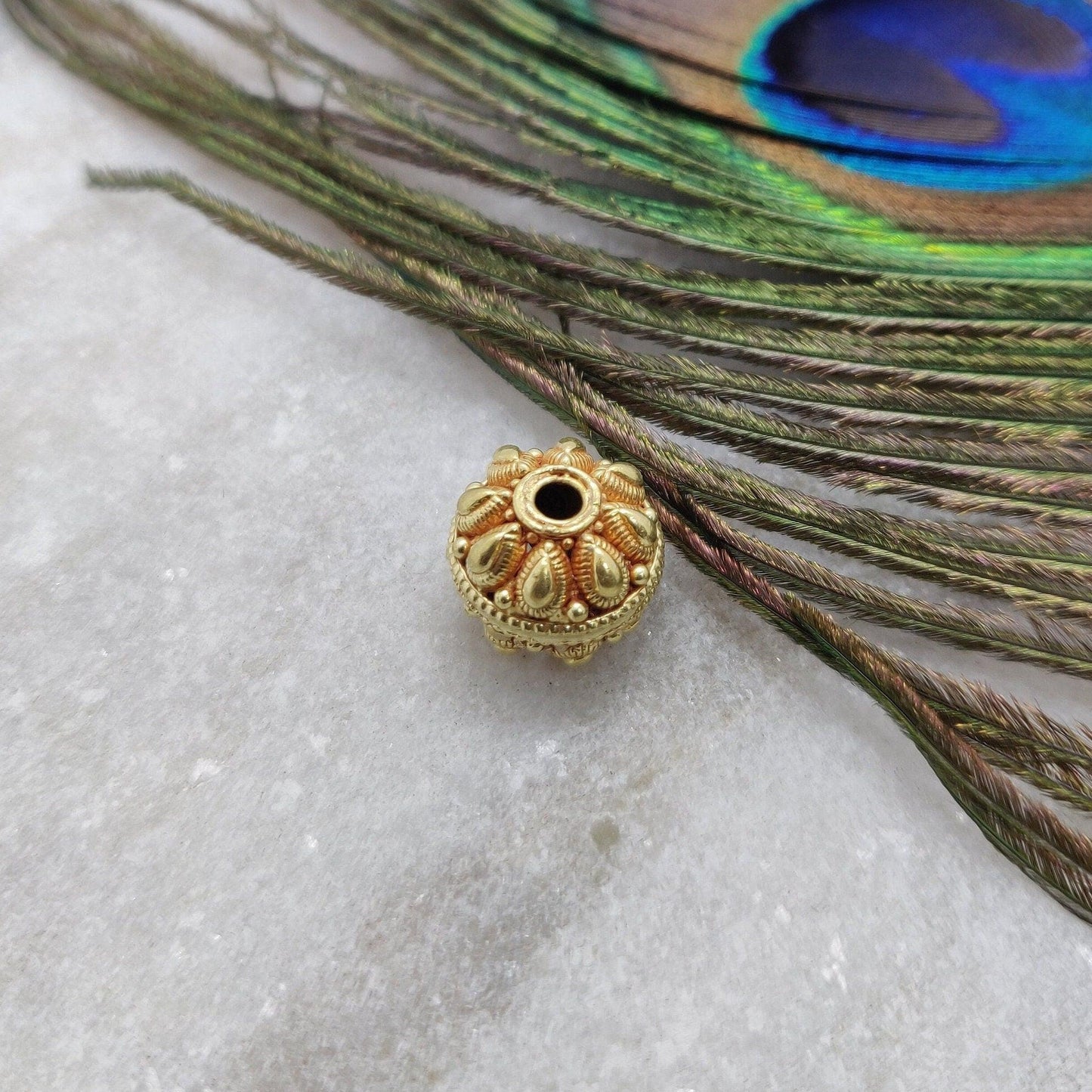 18KT Solid Yellow Gold 7mm Round Gold Beads