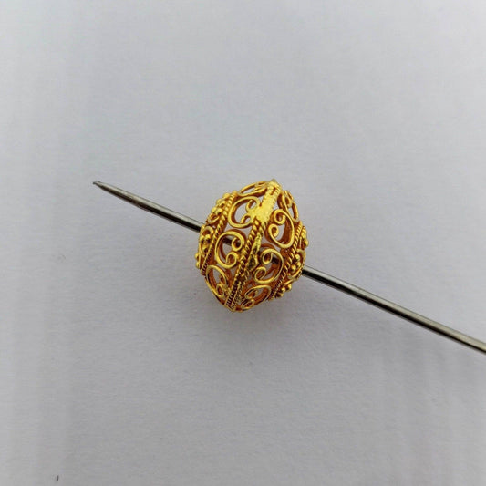 18K Gold Antique Round Beads 12x14mm - view 3
