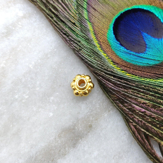 18KT Solid Yellow Gold Wheel Gold Spacer Bead Components 9x6mm