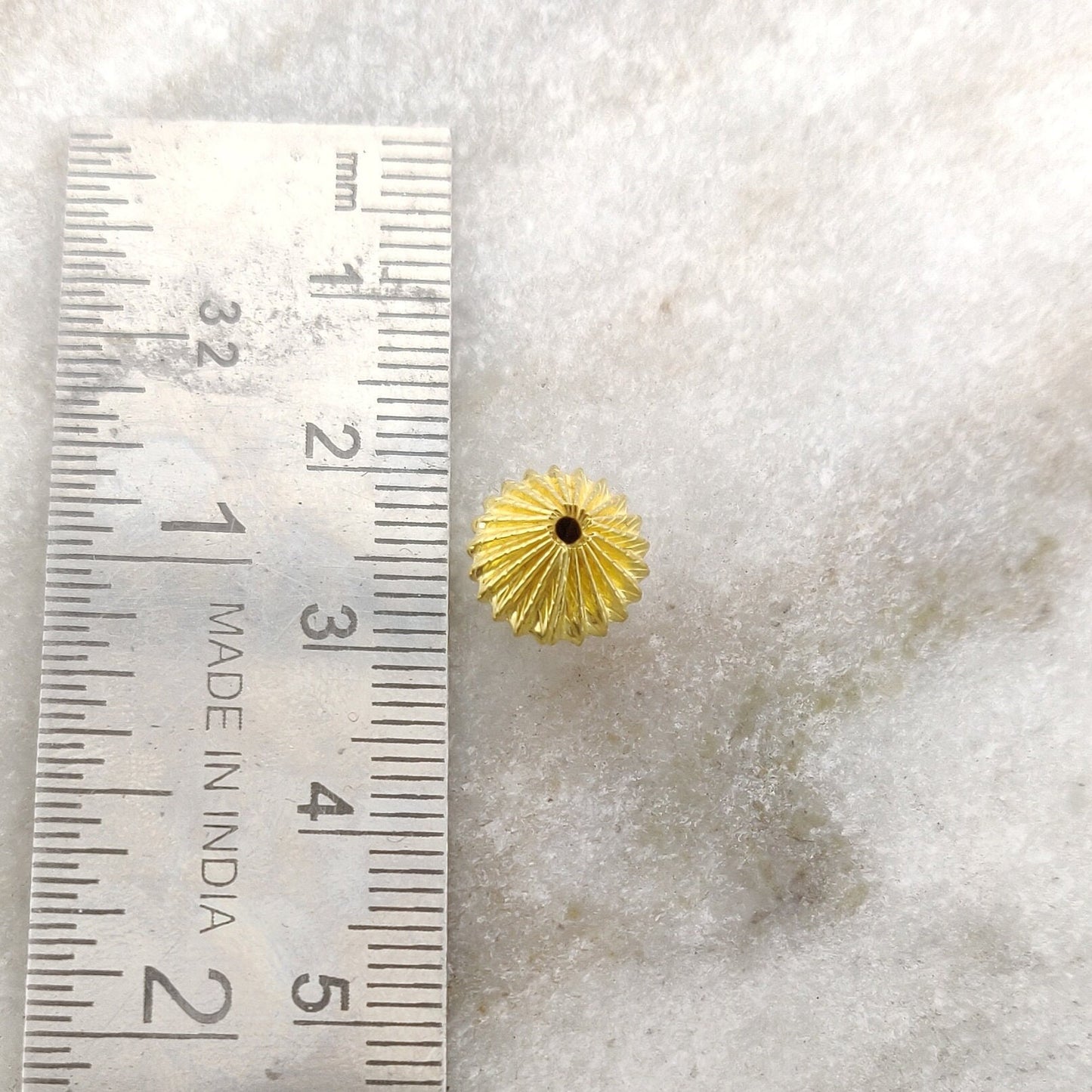 18k Yellow Gold Fluted Roundel Beads