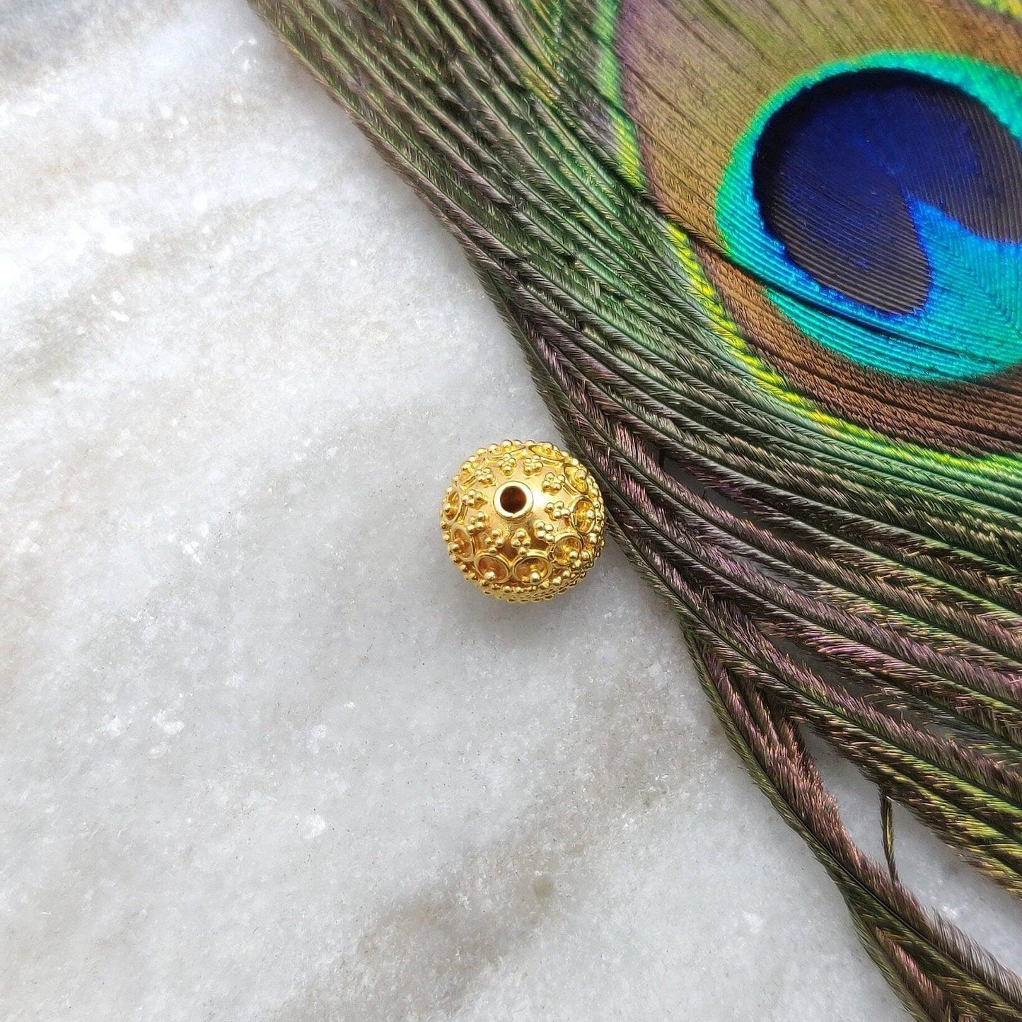 18 Carat Solid Yellow Gold Ball Gold Spacer Bead Components 11mm