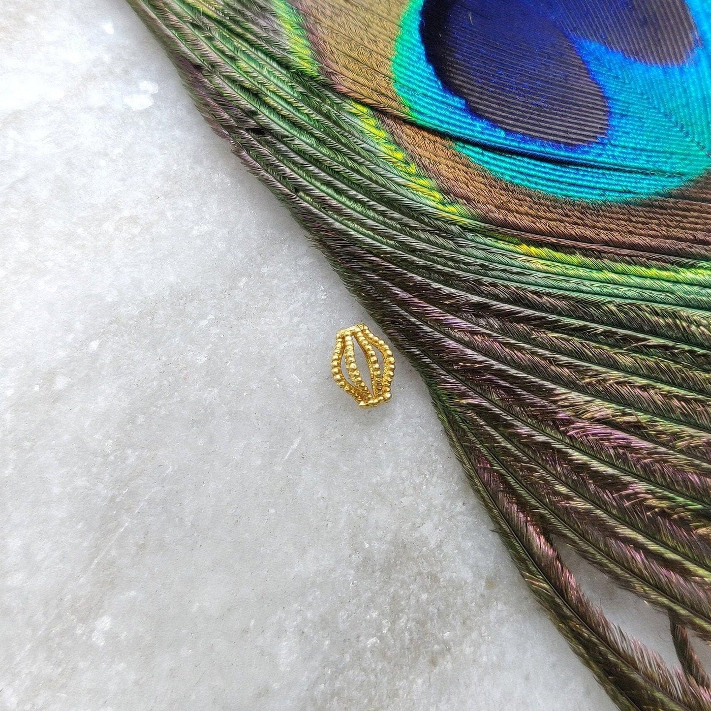 Fancy 18 Carat Solid Gold Gold Spacer Bead Components Findings Handcrafted Jewelry