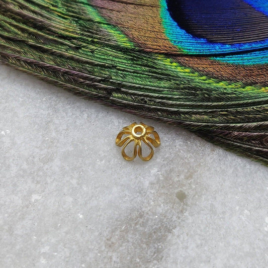 Solid 18KT Yellow Solid Gold Bead Cap Findings DIY Craft