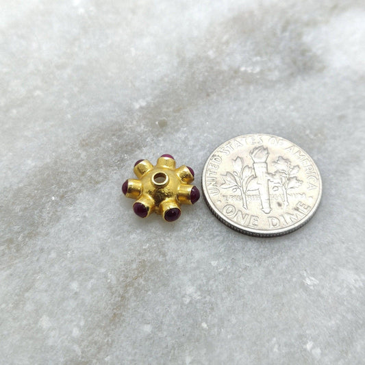 18KTT Gold Ruby Wheel Spacer Beads - view 3