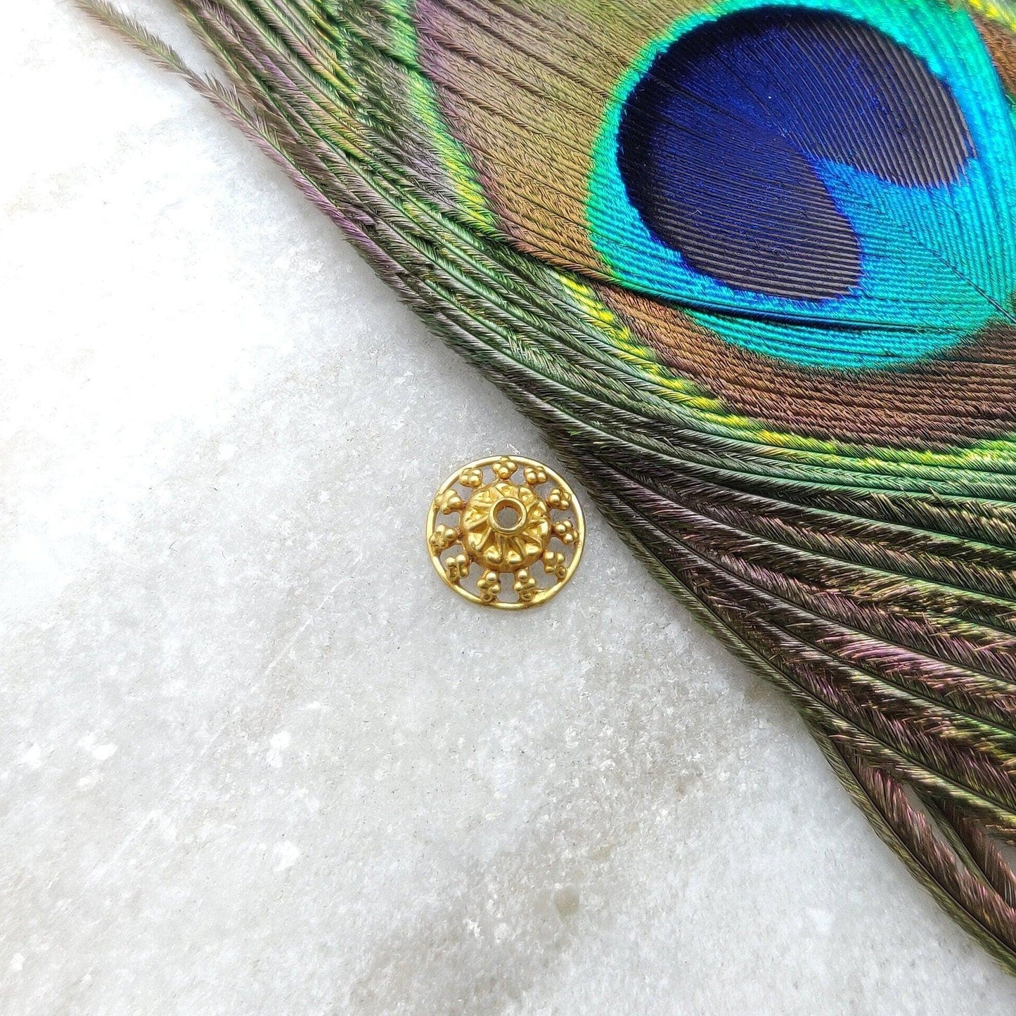 18KT Yellow Gold-Plated Round Bead Cap Findings For Jewelry 10mm