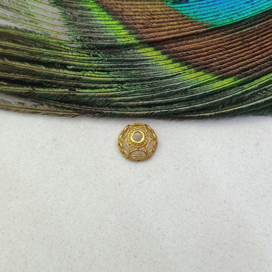 18KT Solid Yellow Gold-Plated Spacer Bead Cap Findings 7mm