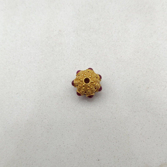 18K Gold Ruby Ball Spacer Beads 10x9mm - view 3