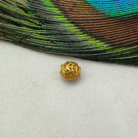 18 karat Pure Yellow Gold Drum Gold Spacer Bead Components 6mm