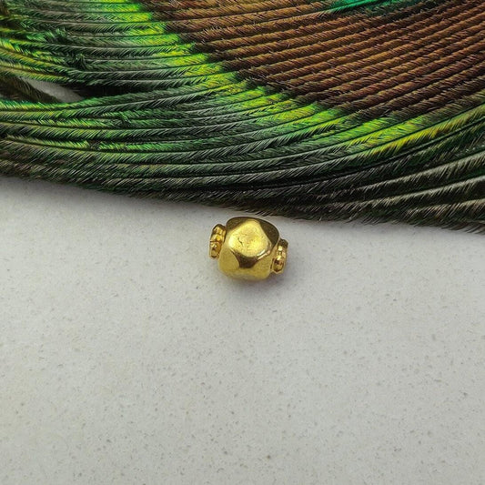 18 Karat Solid Yellow Gold Faceted Fancy Gold Spacer Bead Components – Textured Finish