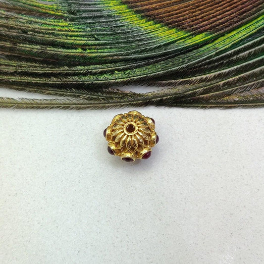 18 Karat Gold Ruby Gemstone Rondelle Beads 10mm - view 3