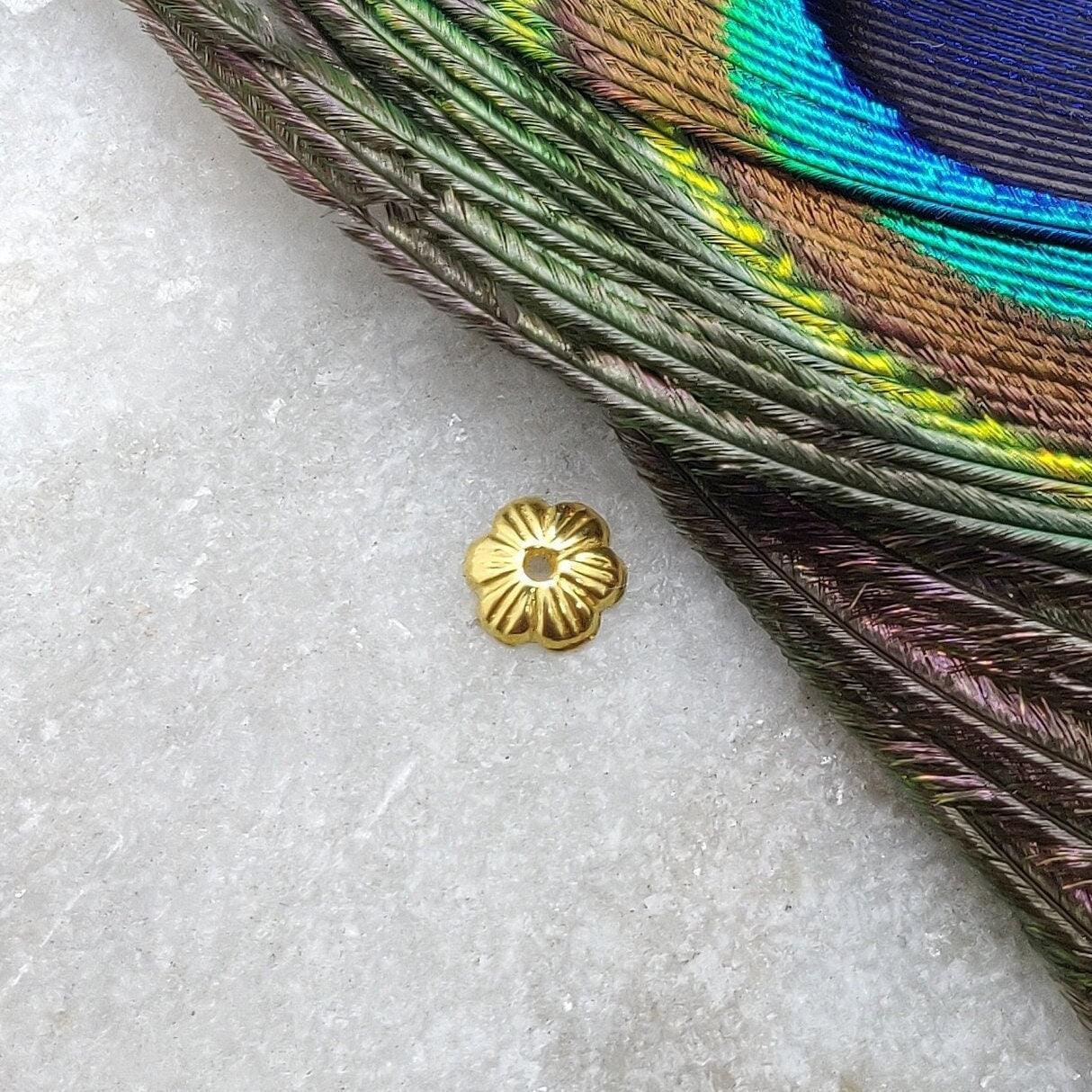 Handmade 18 Carat Solid Gold Spacer Cap for Beads Finding 5mm