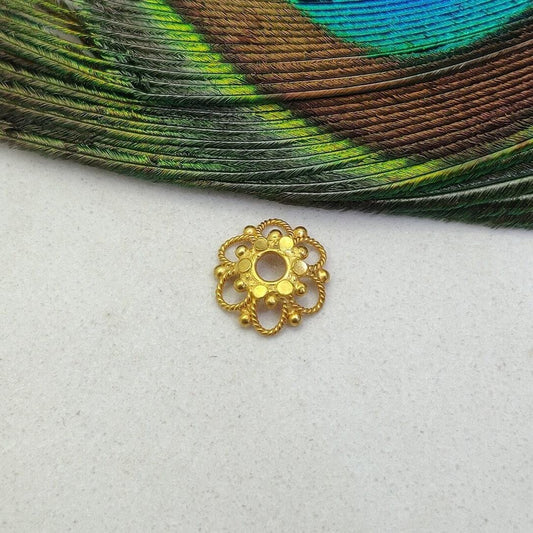 18KT Solid Yellow Gold-Plated Fancy Floral Bead Cap 11 mm for Elegant Jewelry Designs
