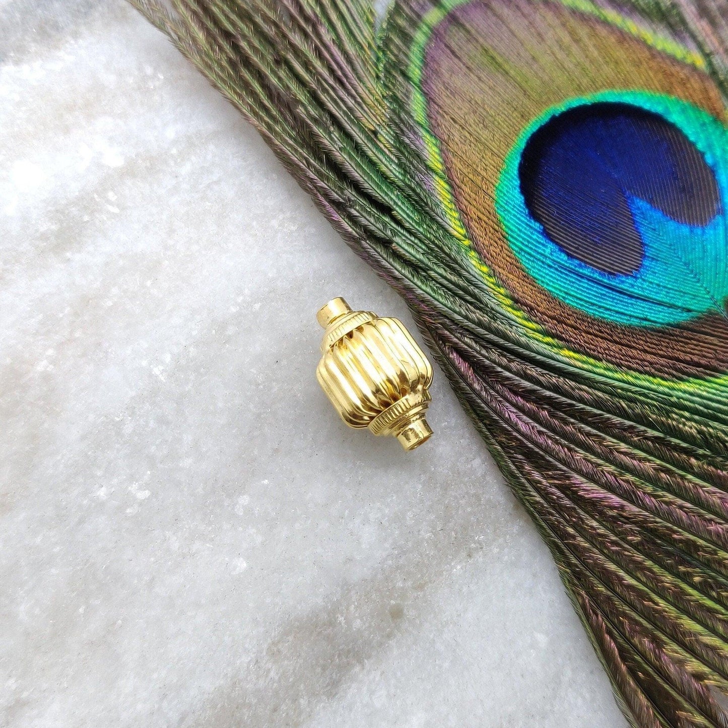 18 Karat Solid Yellow Gold Tube Gold Spacer Bead Components 17x10.5mm