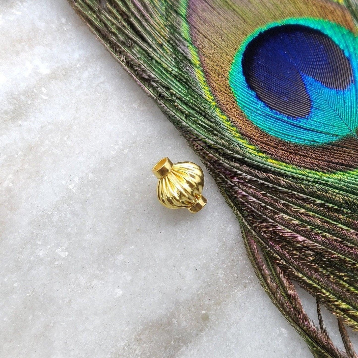 18 Carat Solid Yellow Gold Round Gold Spacer Bead Components 7x10mm