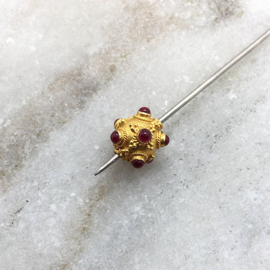 18 Karat Gold Ruby Round Spacer Ball Beads