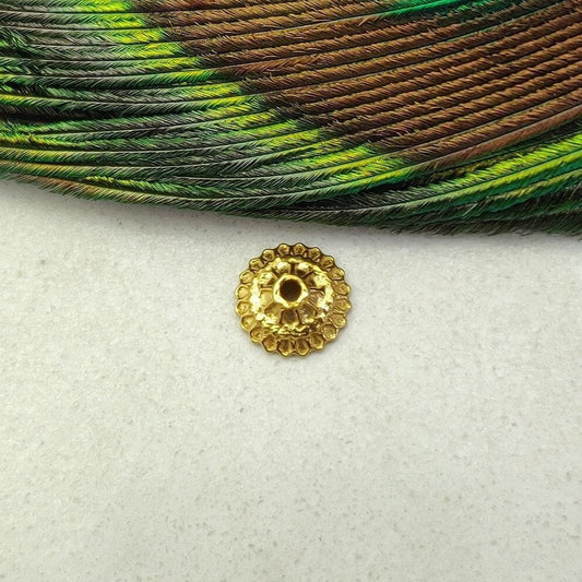 Floral Spacer Bead Cap for Beads in 18 Karat Yellow Gold-Plated Finding for Elegant Jewelry Designs