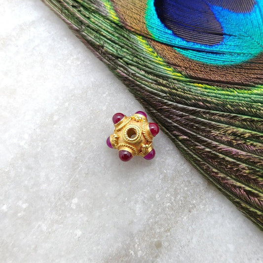 18KTT Gold Ruby Round Beads 8mm