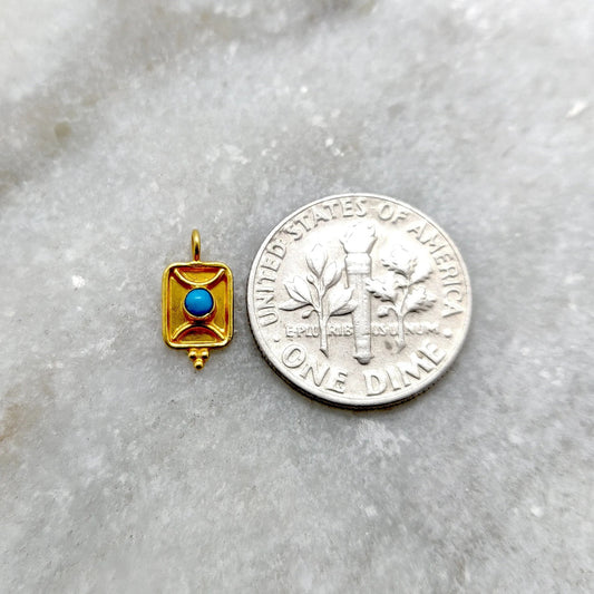Handmade 18k Yellow Gold Charm Studded With Stone (6x11mm) - view 3