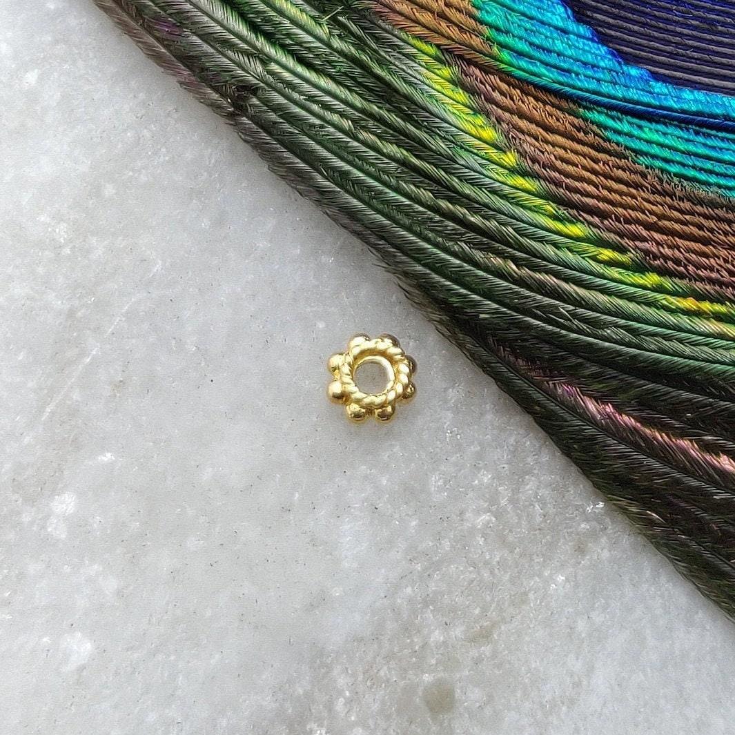 18 Carat Gold Spacer Wheel Gold Spacer Bead Components 4MM Sold as 2 Pcs