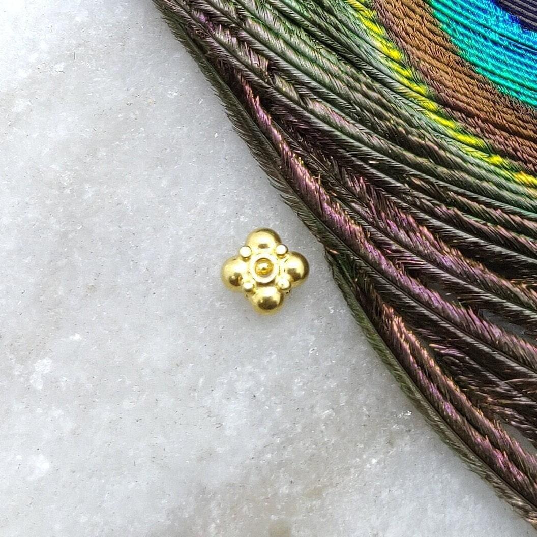 18 Karat Solid Yellow Gold Wheel Gold Spacer Bead Components 3x5mm