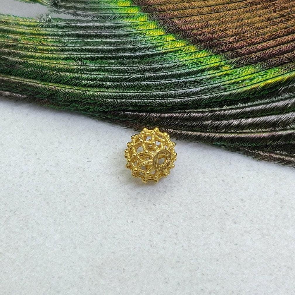 18 karat Pure Solid Yellow Gold Antique Round Gold Spacer Bead Components 5x6mm