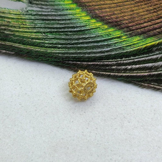 18 karat Pure Solid Yellow Gold Antique Round Gold Spacer Bead Components 5x6mm