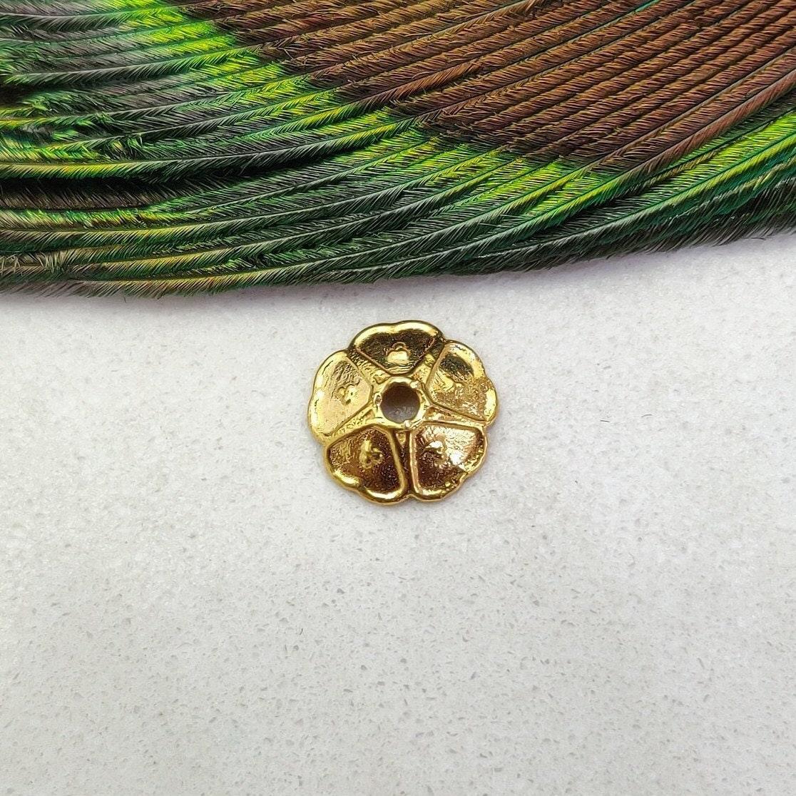 18KT Yellow Gold-Plated Plain Floral Cut Spacer Bead Cap 9mm for Elegant Jewelry Designs