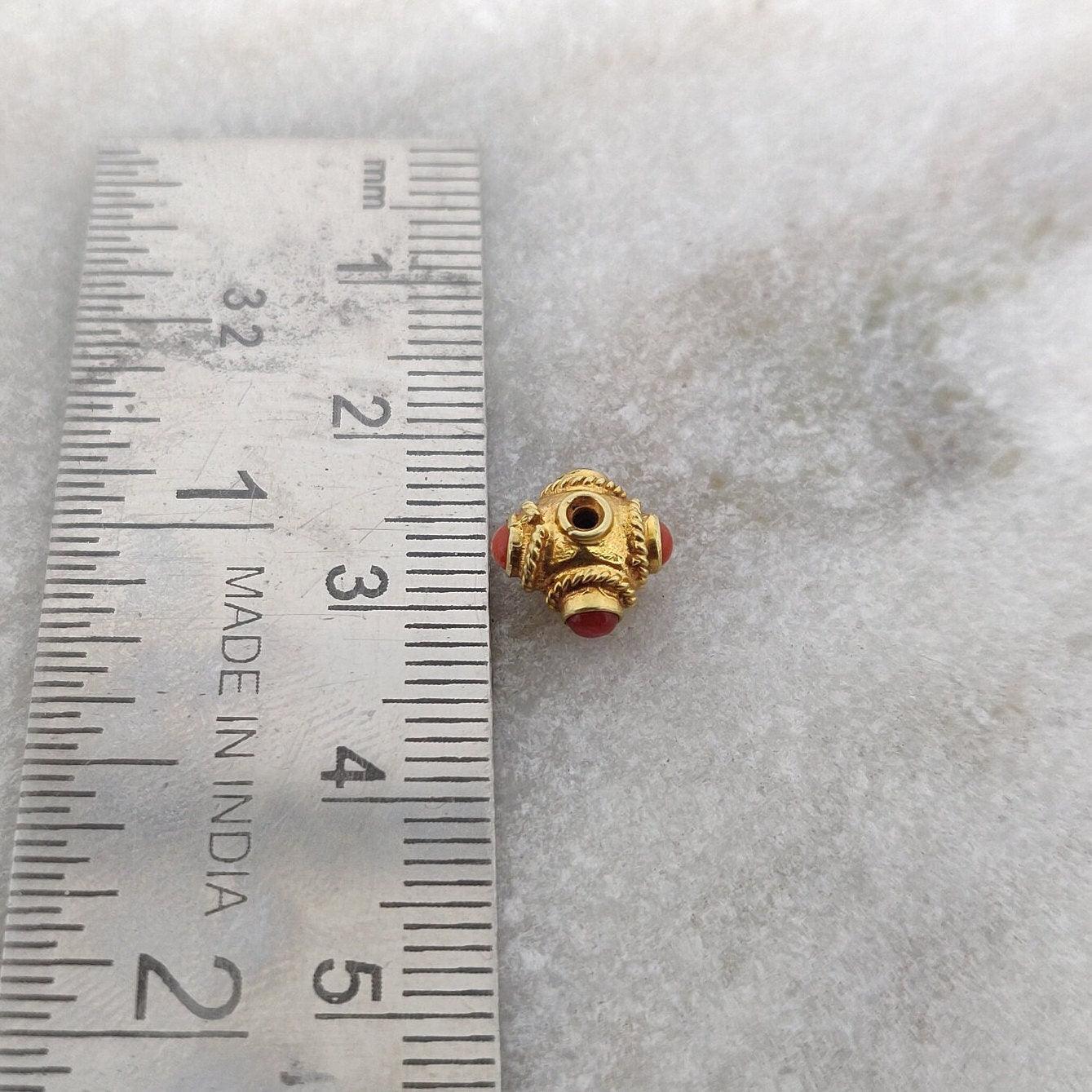 5mm 18 Karat Gold Coral Spacer Beads