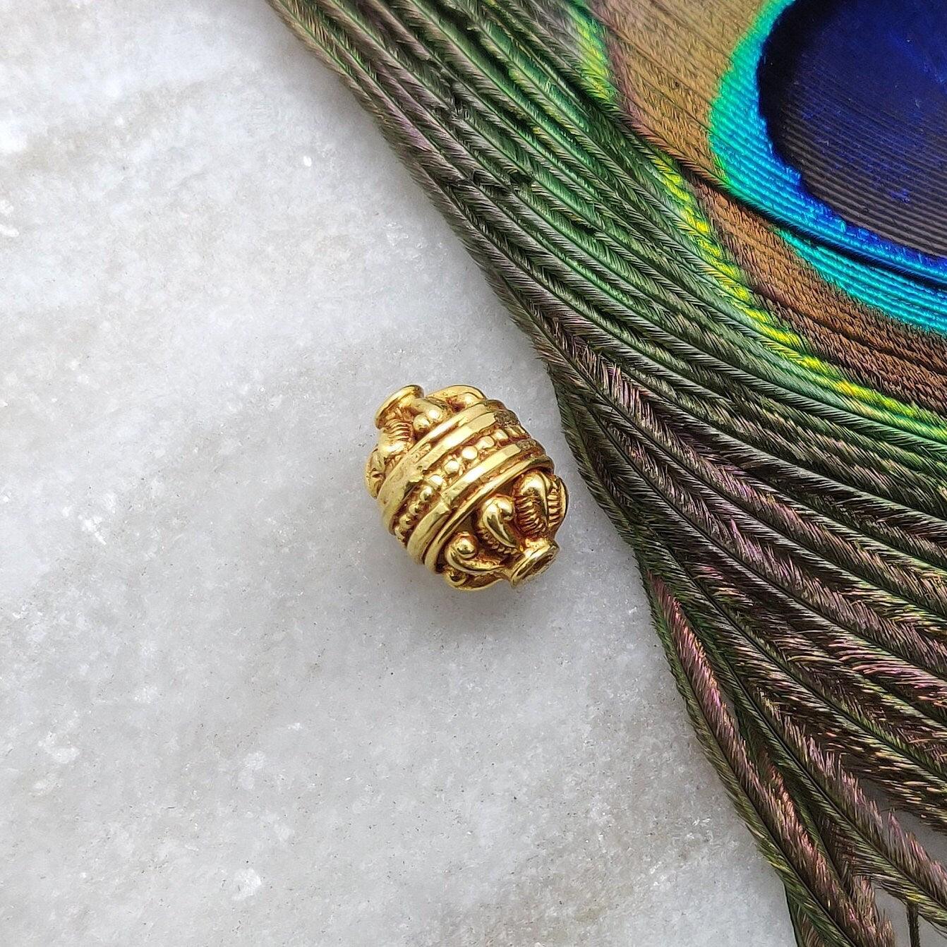 18KT Yellow Gold Antique Oval Gold Spacer Bead Components 13mm