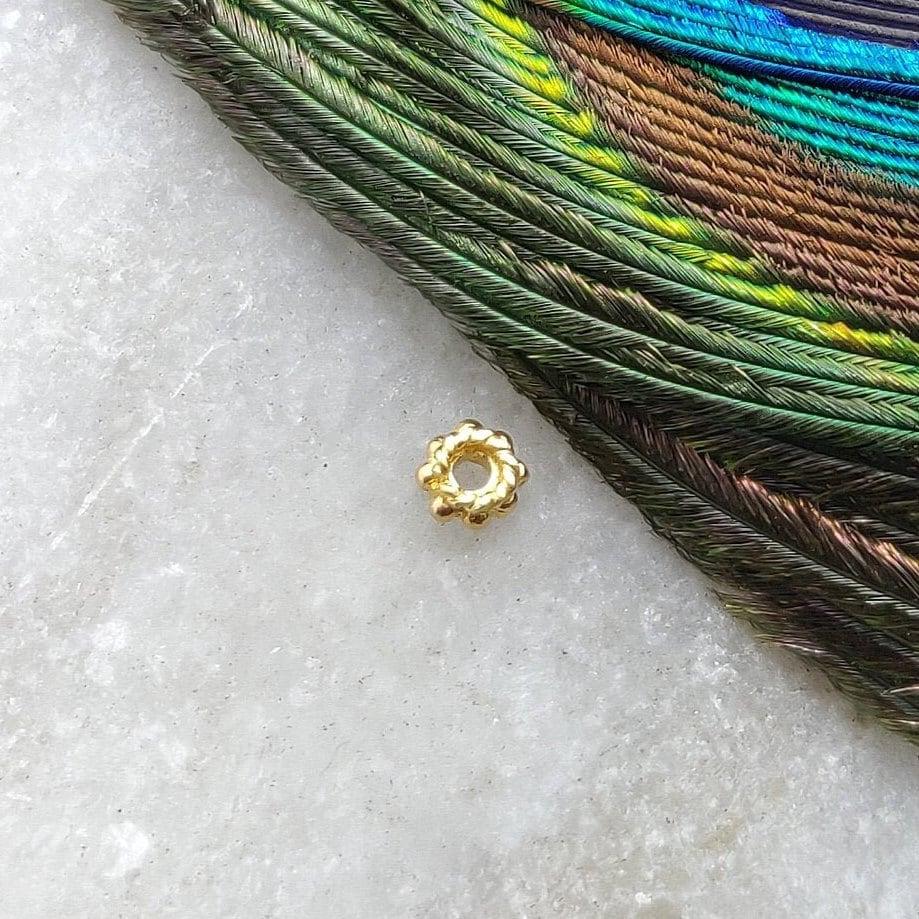 18 Karat Gold Gold Spacer Bead Finding For Handcrafted Craft Making Sold as 2 Pcs