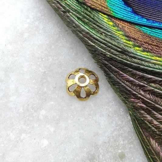 18 Carat Yellow Gold-Plated Sapcer Beads Cap Finding 8mm