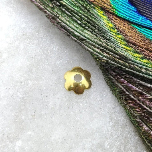 18K Yellow Gold-Plated Floral Plain Bead Cap Findings 2x6mm for Elegant Jewelry Designs