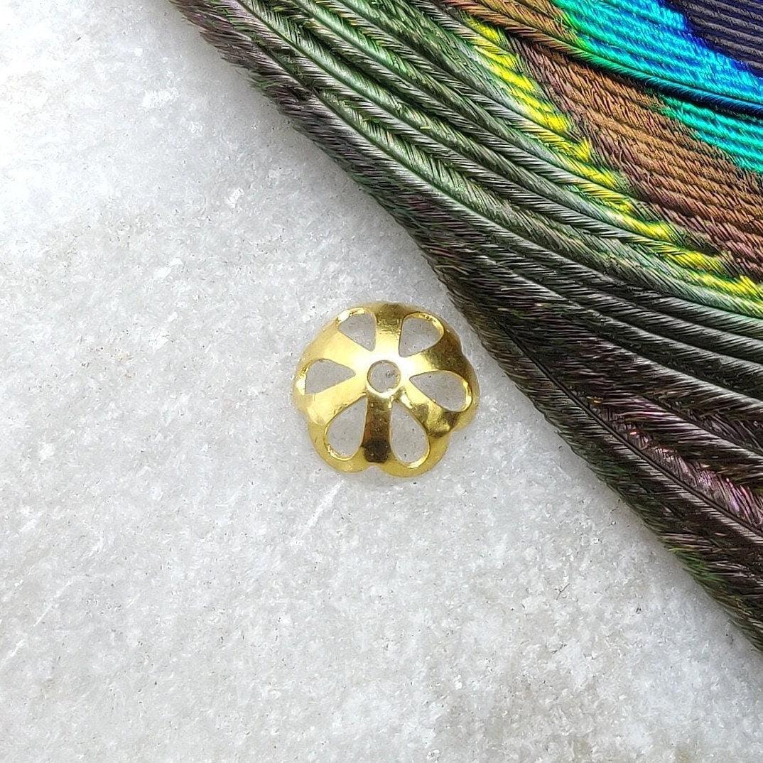 18 Karat Yellow Gold-Plated Bead Cap Spacer Finding Supplies 7mm
