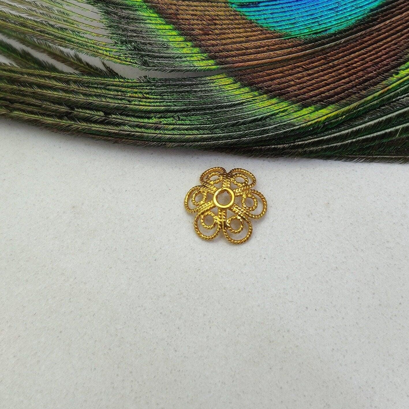 18KT Yellow Gold-Plated Flower Bead Cap Jewelry Making Craft 12MM