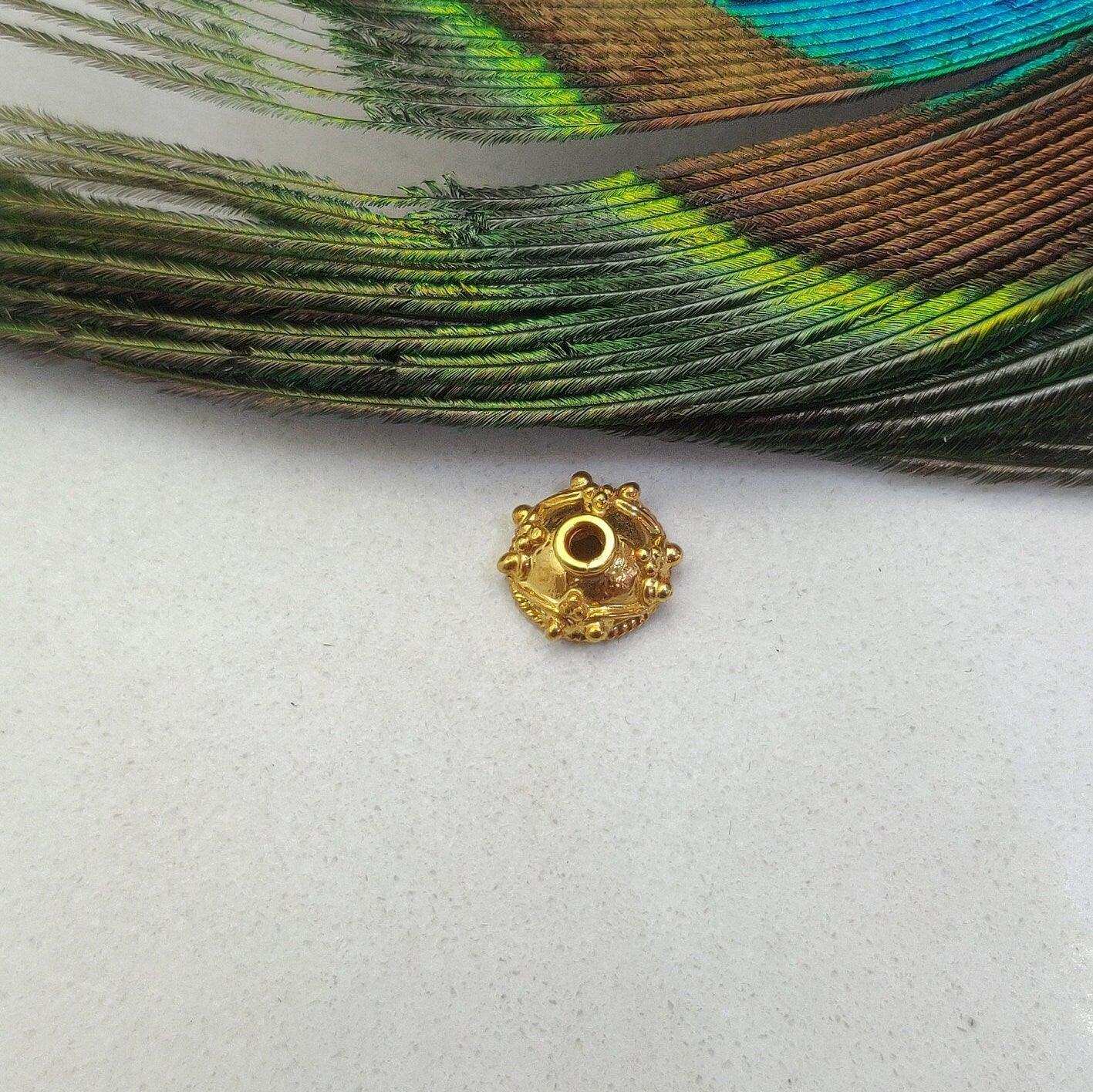 9mm 18 Carat Solid Yellow Gold-Plated Bead Cap Findings Spacer DIY Craft