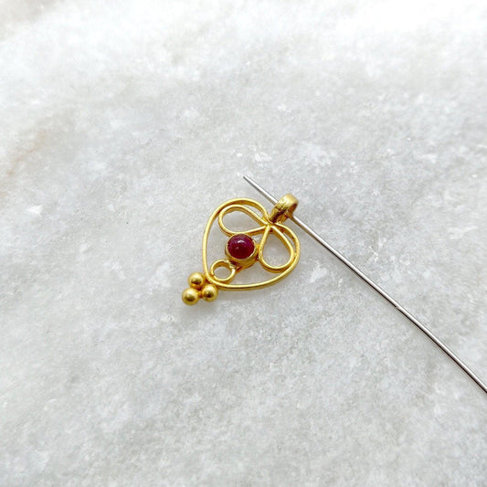 18k Solid Yellow Gold Heart Shape Charm Pendant 15mm - Sar Gems