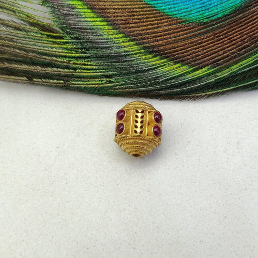 18 Carat Gold Ruby Drum Spacer Beads 11x10mm