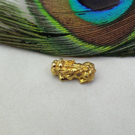 18 karat Solid Yellow Gold Chinese Dragon Beads 19x10mm