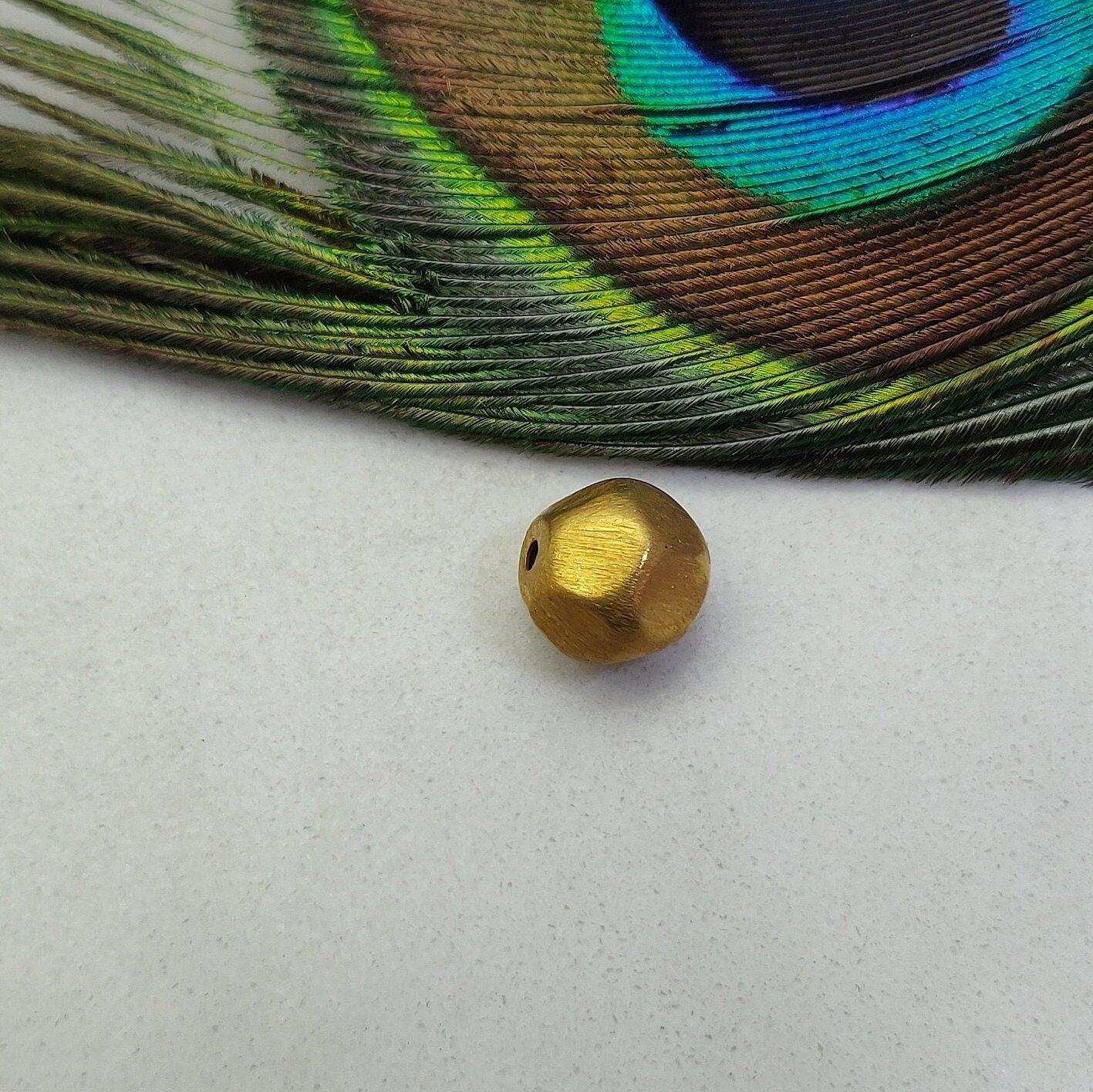 18K Solid Yellow Gold Faceted Fancy Spacer 10mm Beads – Textured Finish