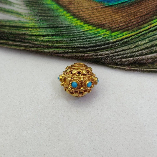 18KTT Gold Color Stone Spacer Beads-10 MM