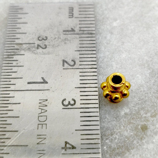 18K Gold Rondelle Tube Spacer Beads 6mm - view 3
