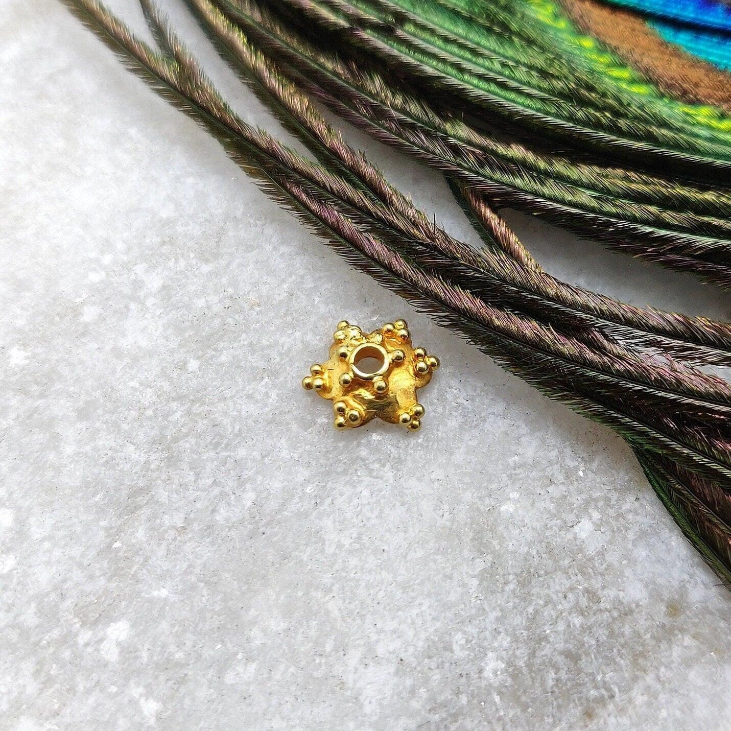 18K Yellow Gold-Plated Star End Bead Cap Findings 8mm