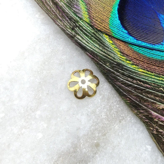 Floral 18 Karat Gold Bead Cap Plain Findings Craft 8mm for Elegant Jewelry Designs