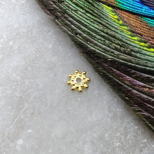 Solid 18KT Gold Wheel Gold Spacer Bead Components Jewelry Supplies Pack of 2