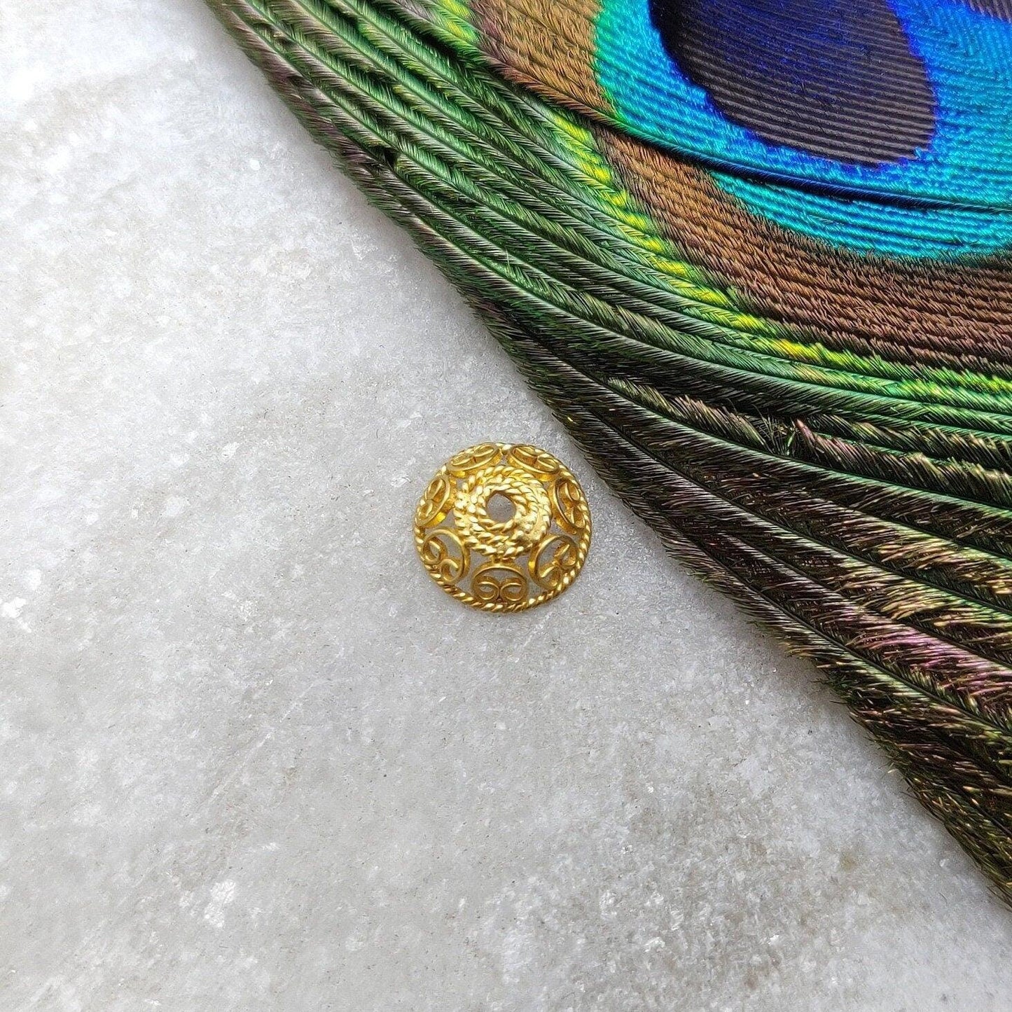 Jewelry Making Supplies 18 Carat Yellow Gold-Plated Spacer Bead Cap for Beads